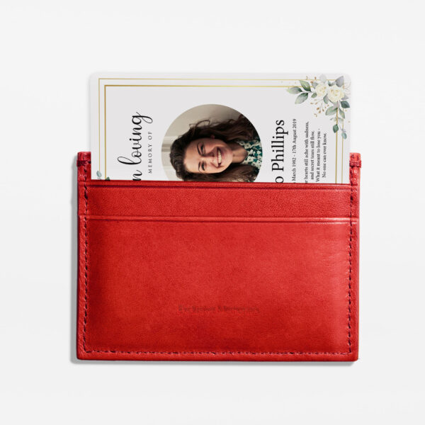 Plastic memorial card in wallet