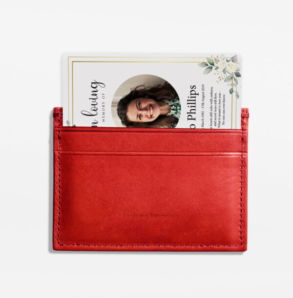 Plastic memorial card in wallet