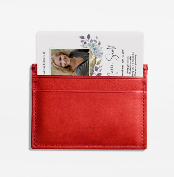 Plastic memorial card in wallet