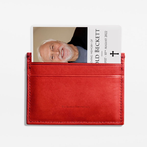 Plastic memorial card in wallet