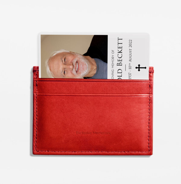 Plastic memorial card in wallet