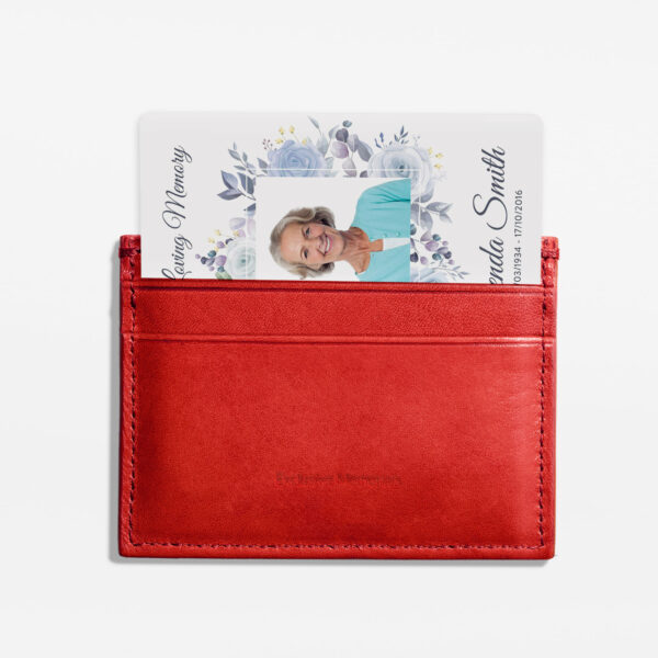 Plastic memorial card in wallet