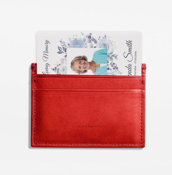 Plastic memorial card in wallet