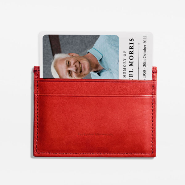 Plastic memorial card in wallet