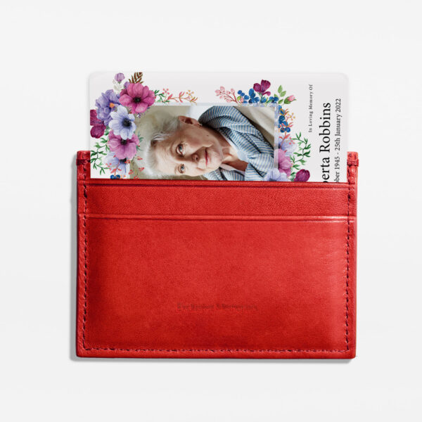Plastic memorial card in wallet