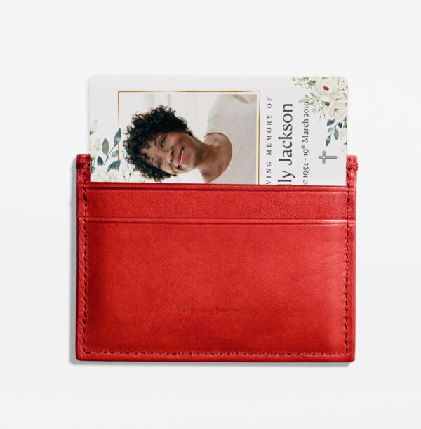 Plastic memorial card in wallet