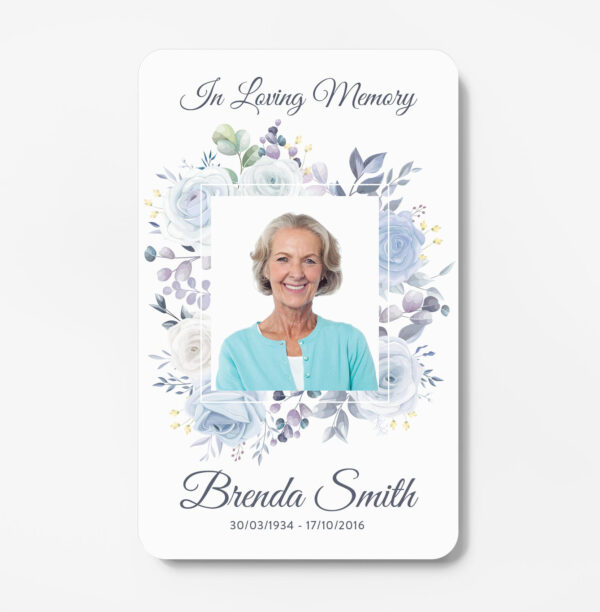 plastic memorial wallet card