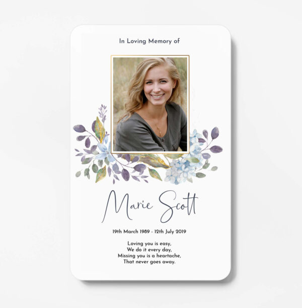 plastic memorial wallet card