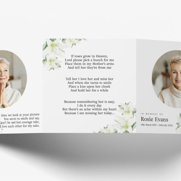 trifold memorial card