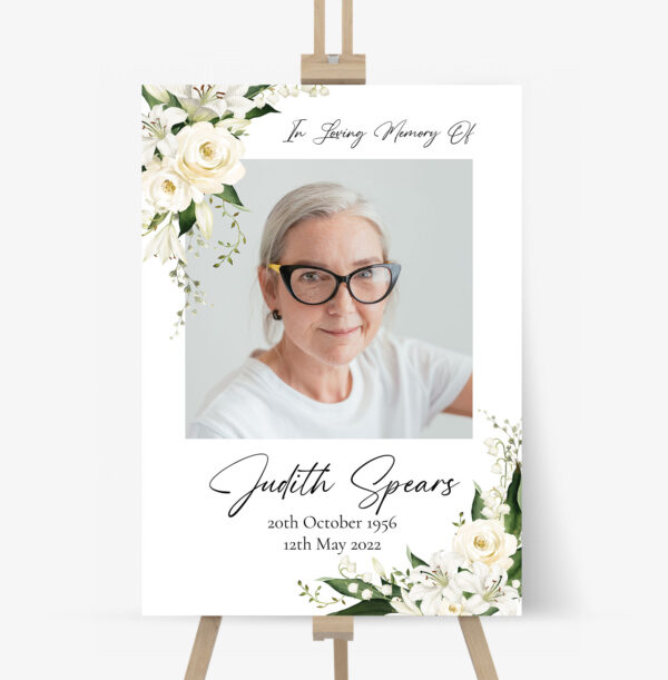 funeral welcome sign on easel