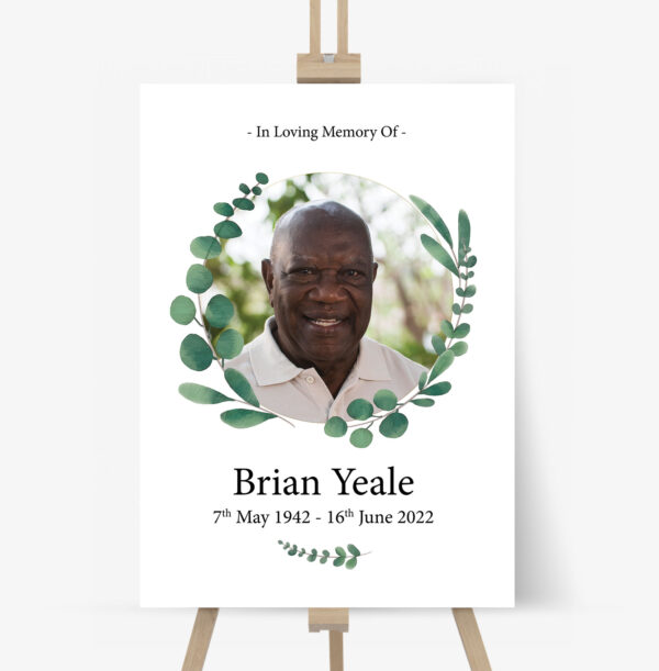 funeral welcome sign on easel