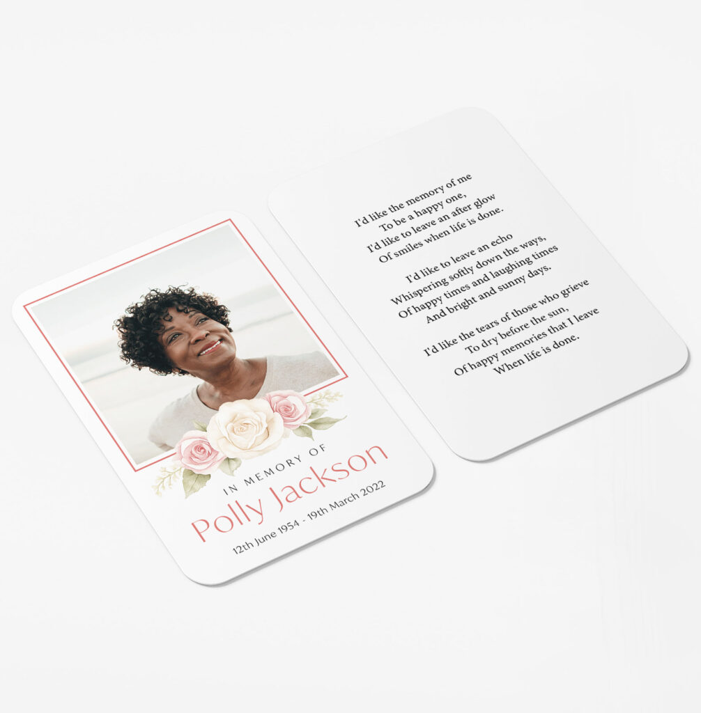 plastic memorial card