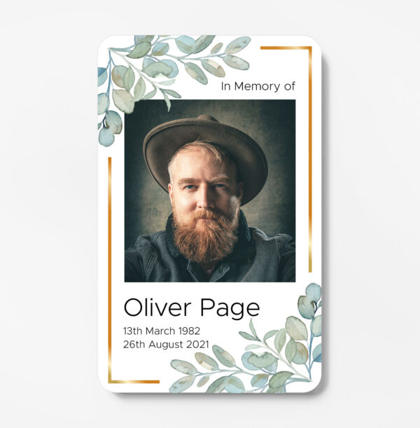 laminated memorial card