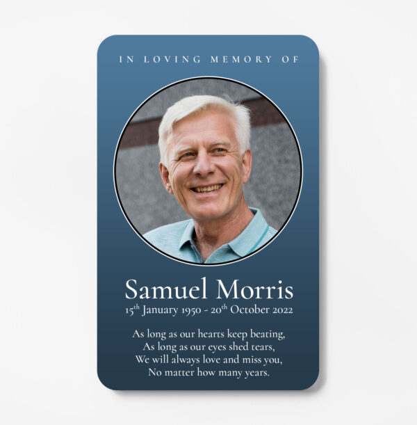 laminated memorial card