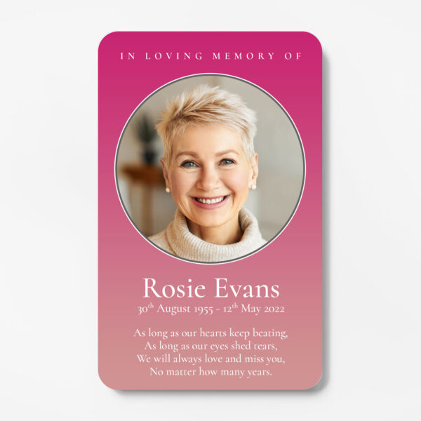 laminated memorial card