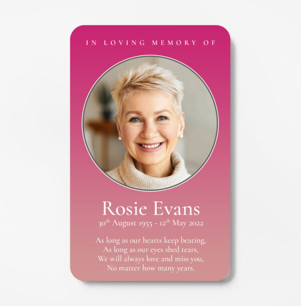 laminated memorial card