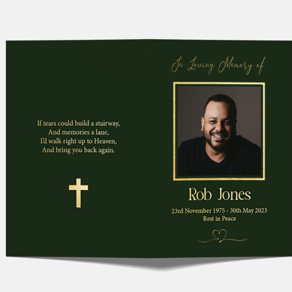folded foiled memorial card