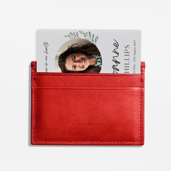 plastic memorial wallet card