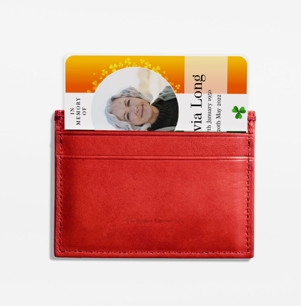 Irish themed plastic memorial card