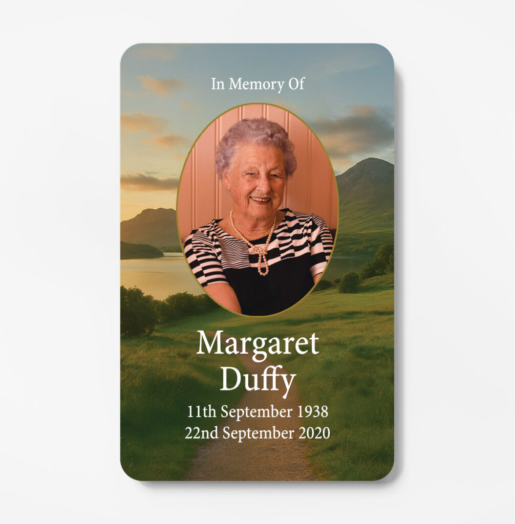 laminated memorial card