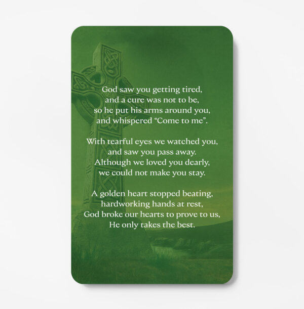 laminated memorial card