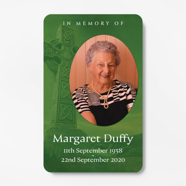 laminated memorial card