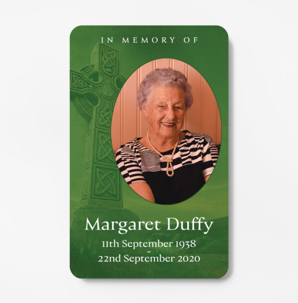 laminated memorial card