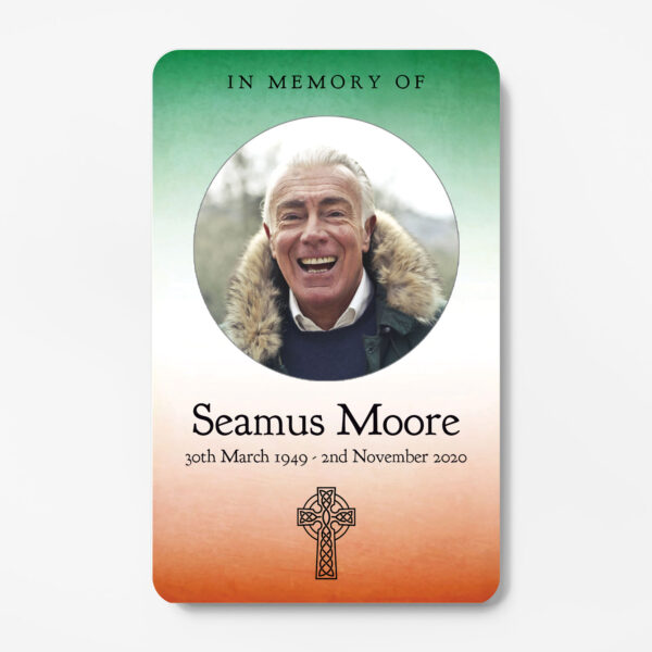 Irish themed laminated memorial card