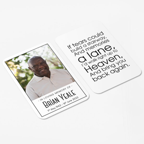 plastic wallet memorial card