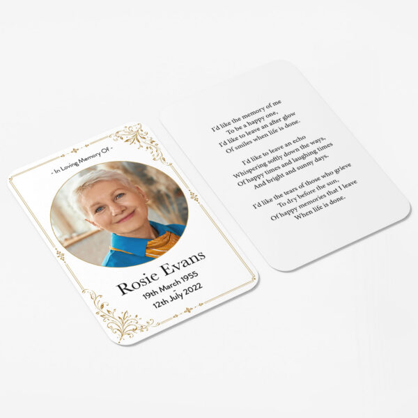 plastic wallet memorial card