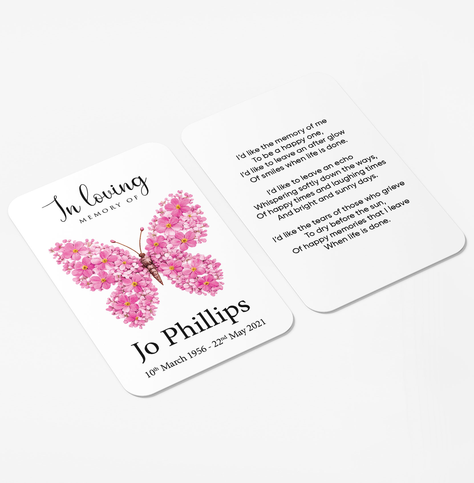 plastic wallet memorial card