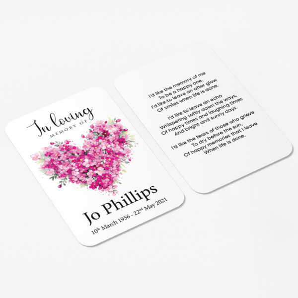 plastic wallet memorial card