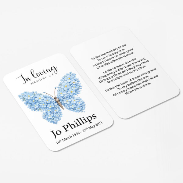 plastic wallet memorial card