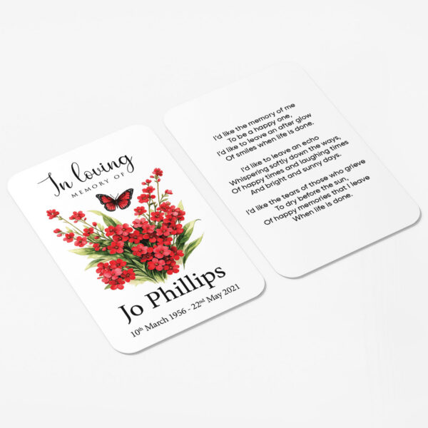 plastic wallet memorial card
