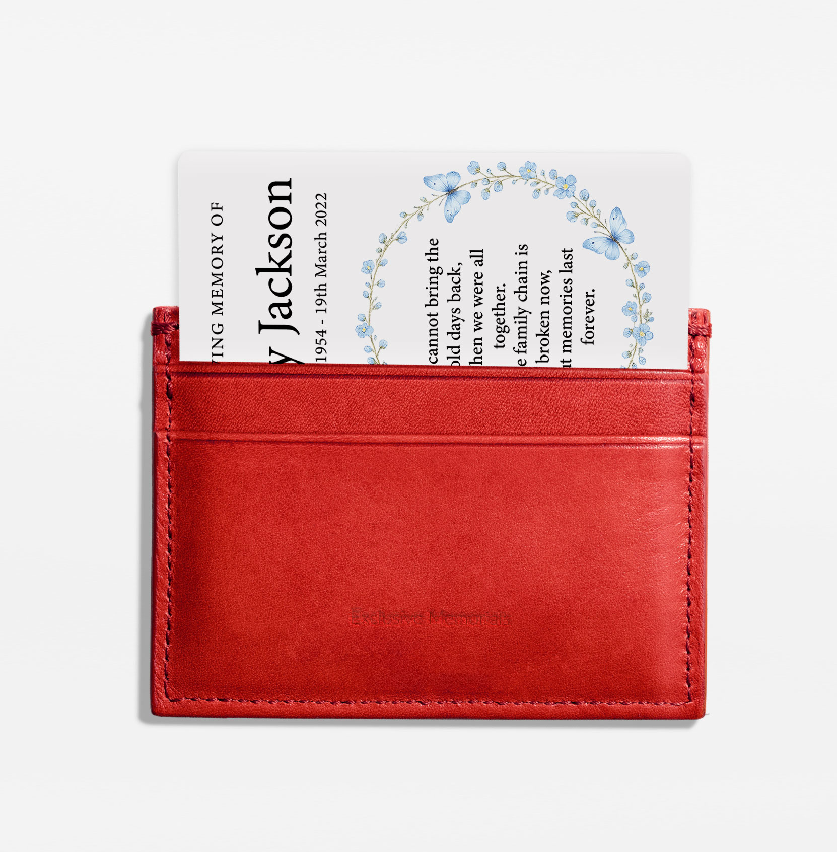 plastic wallet memorial card