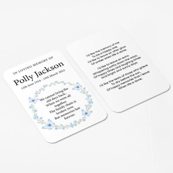plastic wallet memorial card