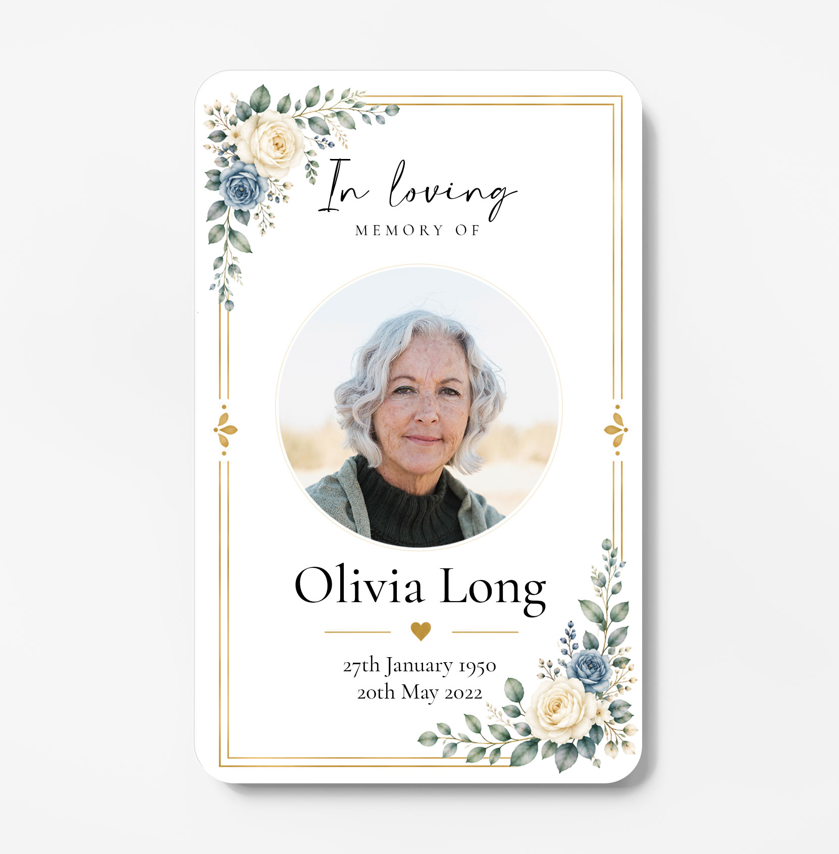 plastic wallet memorial card