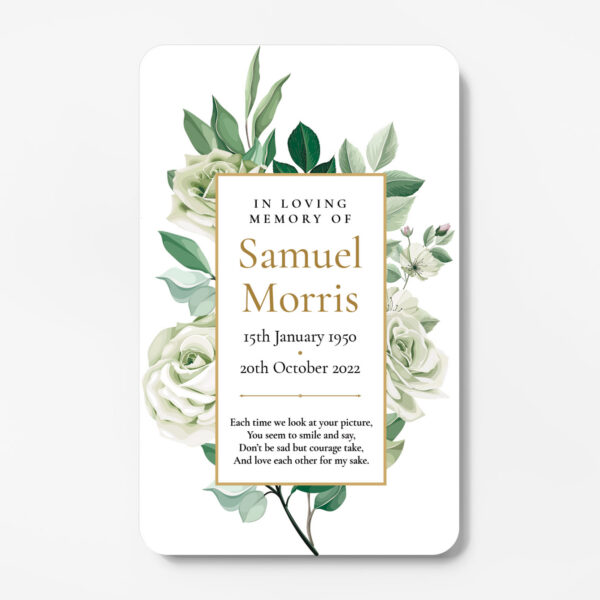 plastic wallet memorial card