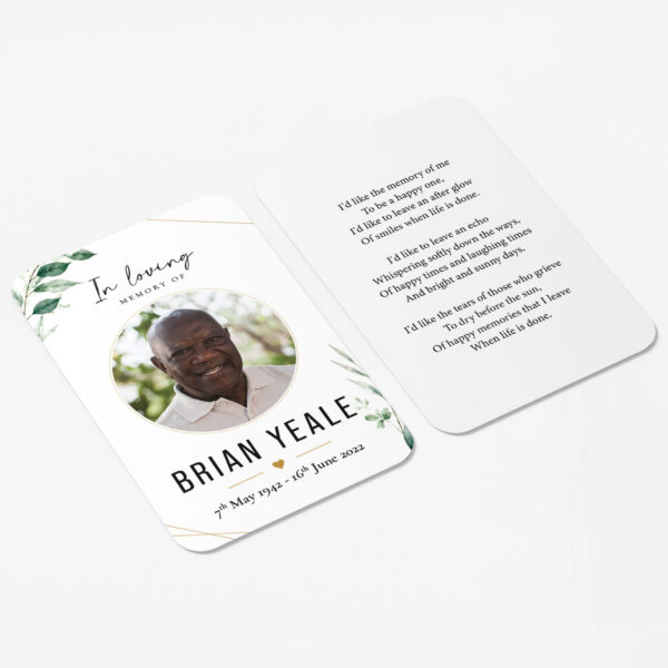 plastic wallet memorial card