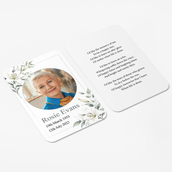 plastic wallet memorial card
