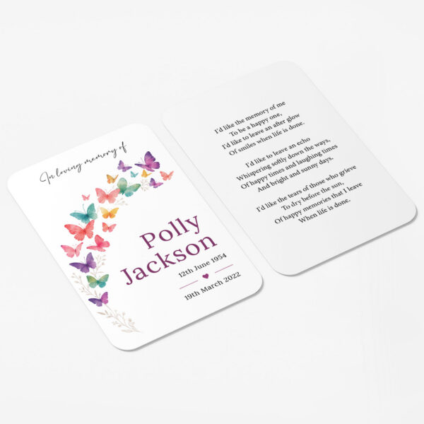plastic wallet memorial card
