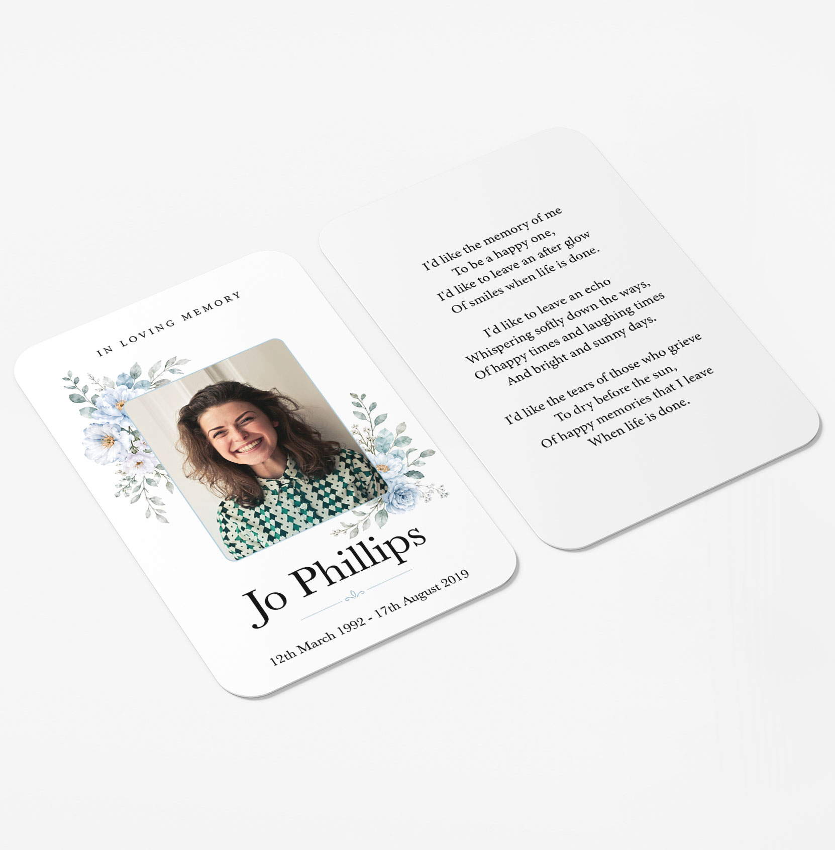 Floral Plastic Memorial Card 04 - Image 3