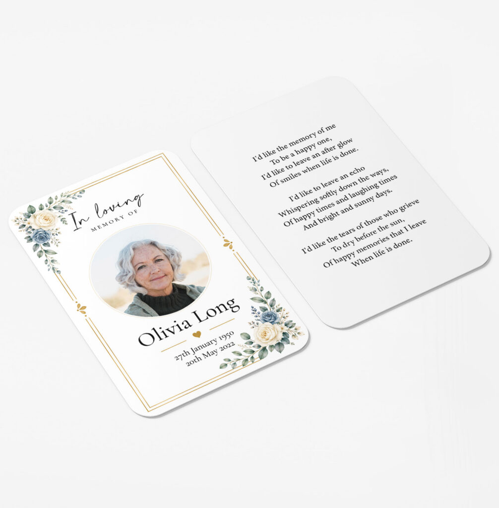 Free plastic memorial card preview