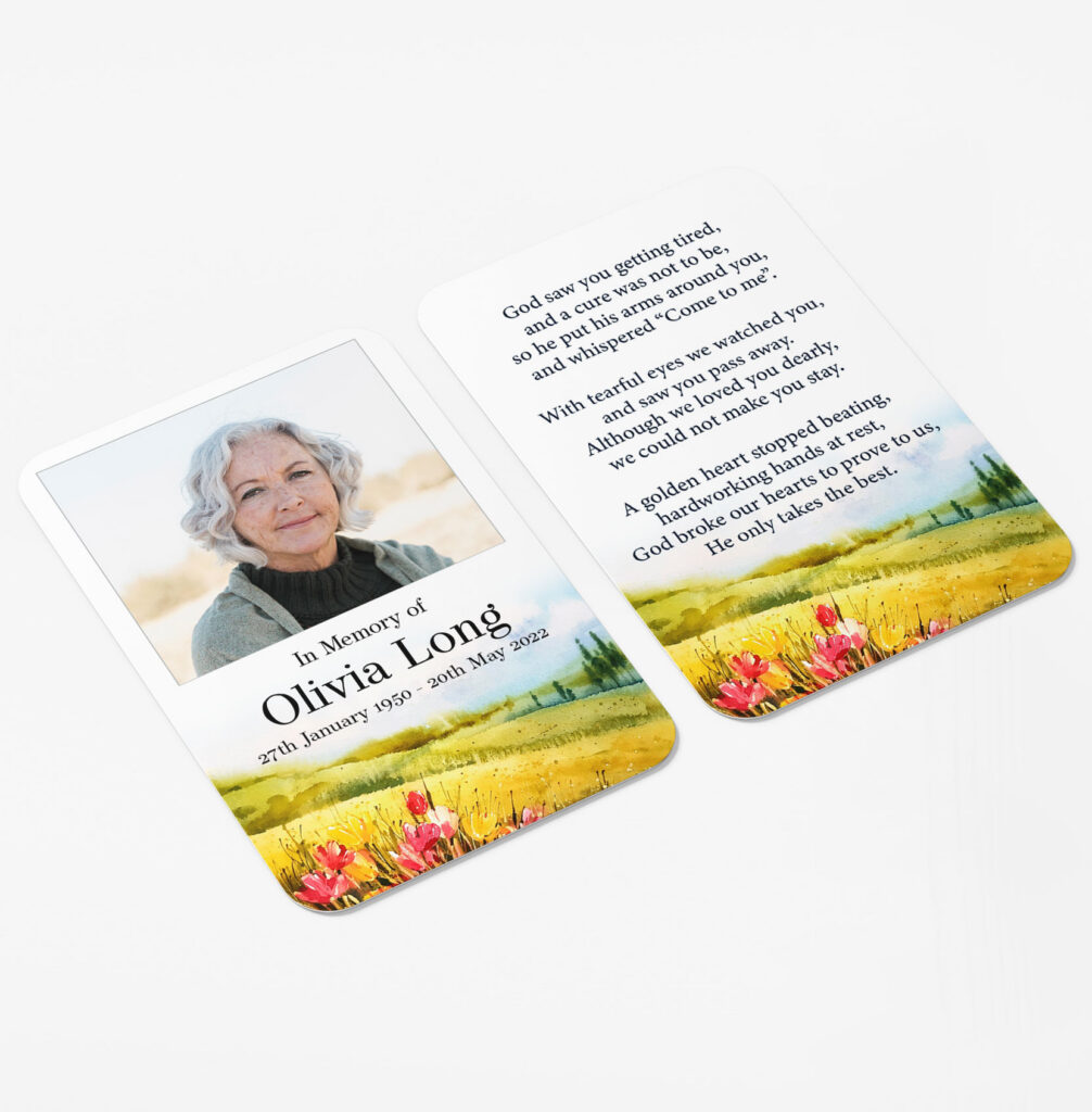 Free laminated memorial card preview